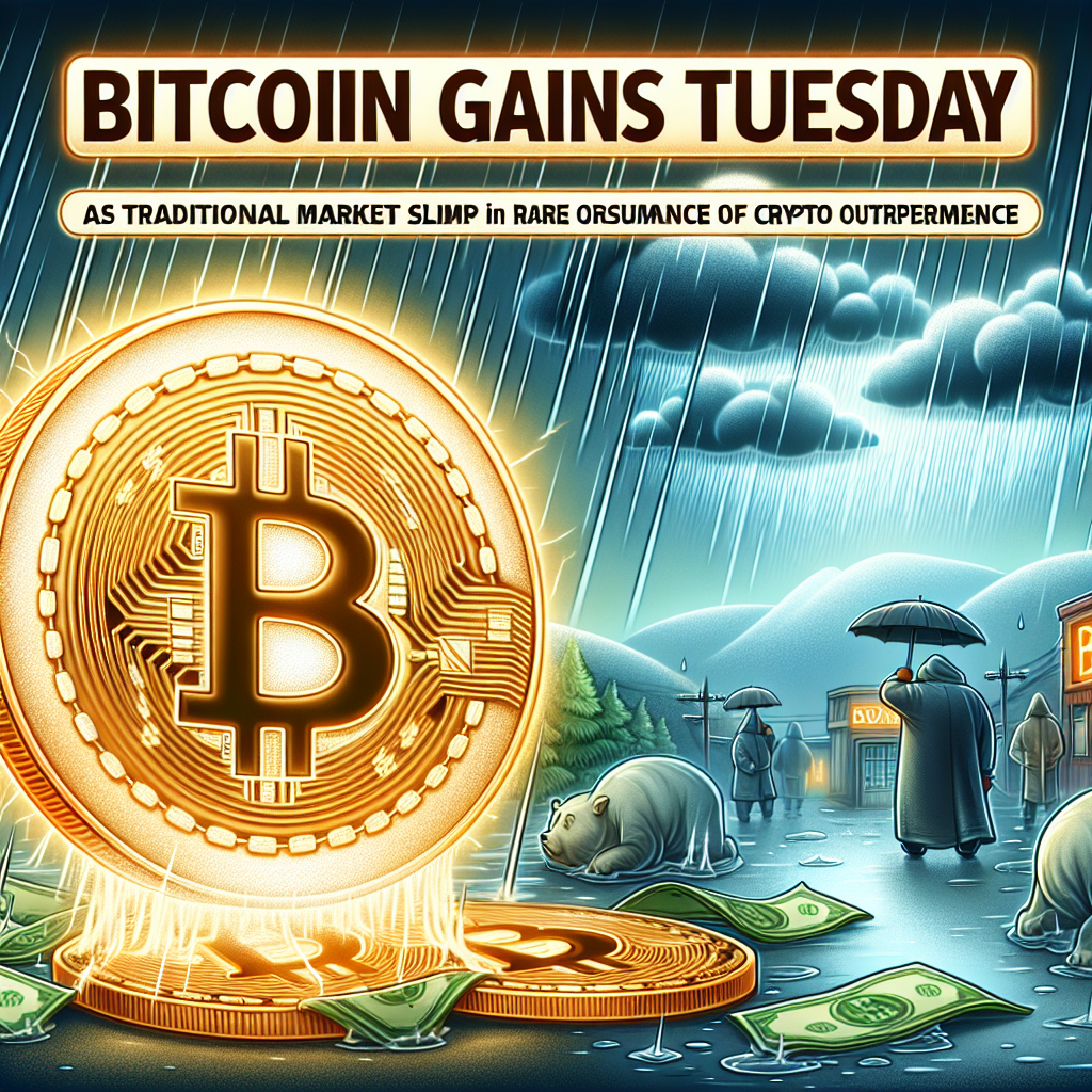 Bitcoin Gains Tuesday as Traditional Markets Experience Rare Outperformance