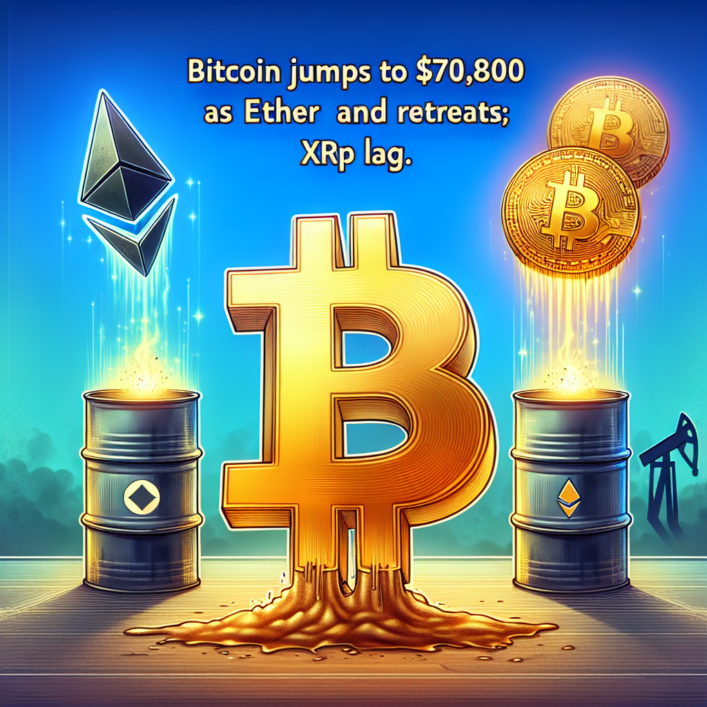 Bitcoin Climbs to $70,800 as Oil Prices Fall; Ether and XRP Lag Behind